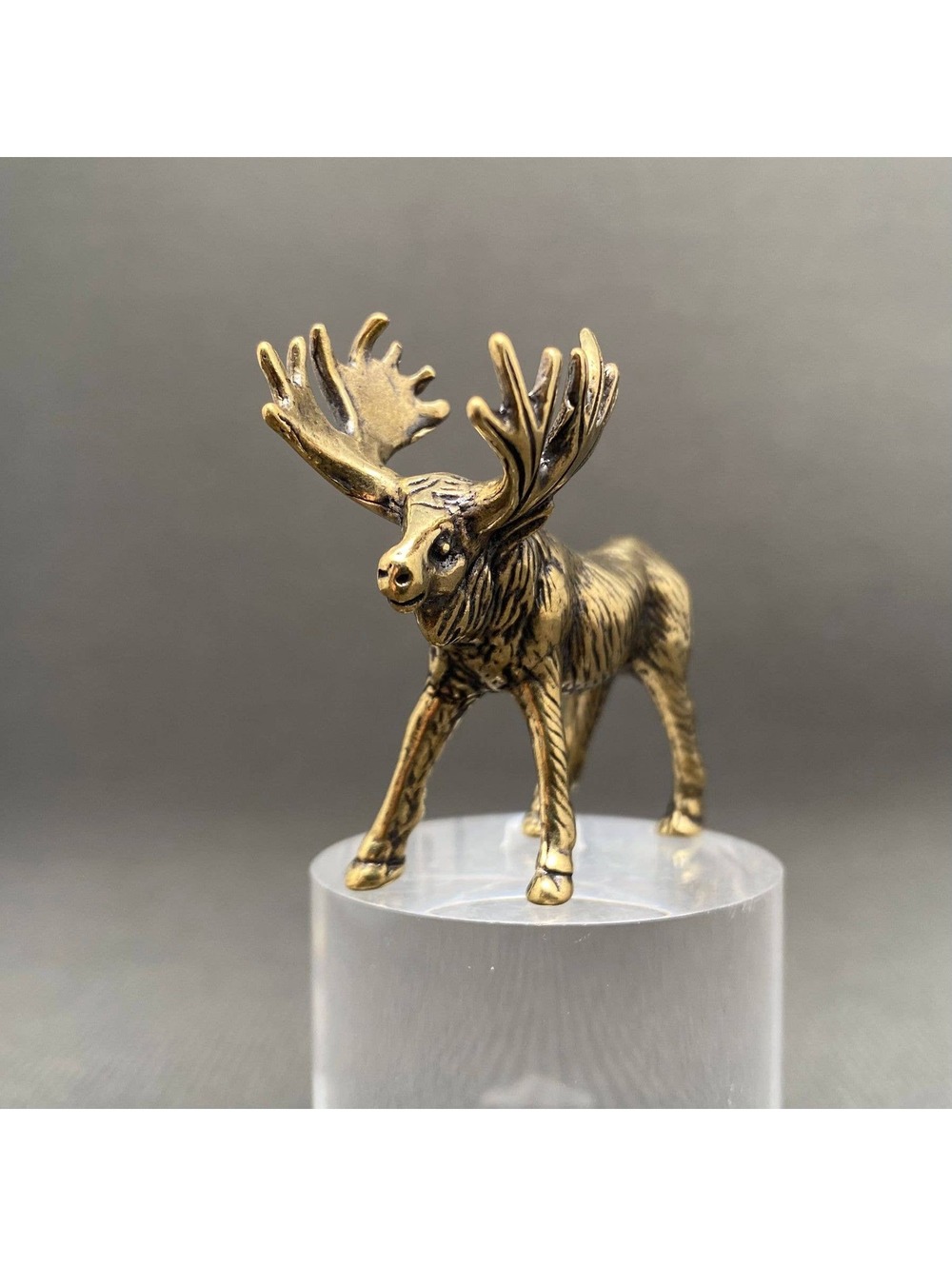 Small Brass Moose Figurine Miniature - Picture 3 of 4
